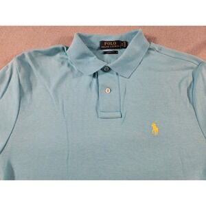 Polo Ralph Lauren Custom Fit Baby Blue Short Sleeve Mens‎ Small Yellow Pony